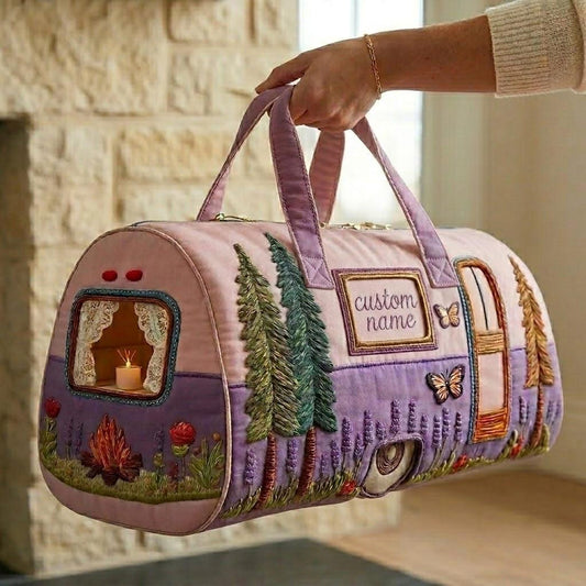 Lavender Caravan Personalized Quilted Duffle Bag EM05