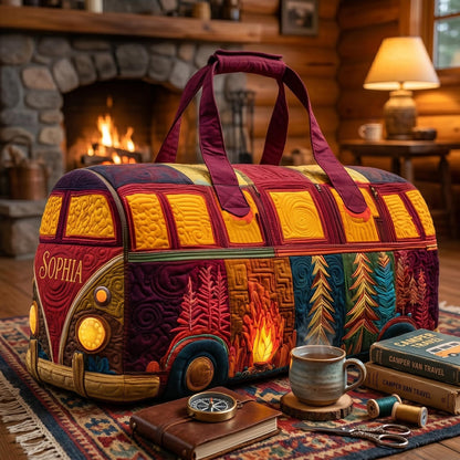 Retro Campfire Personalized Quilted Duffle Bag EM13