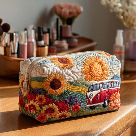 Sunflower Horizon Van Quilted Makeup Bag EM03