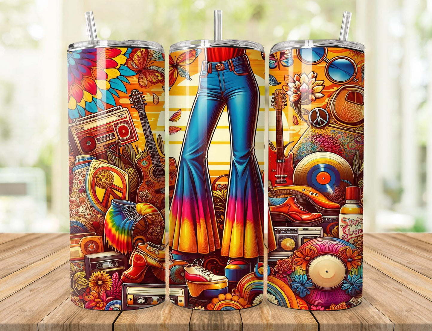 Retro Hippie Skinny Tumbler EM03