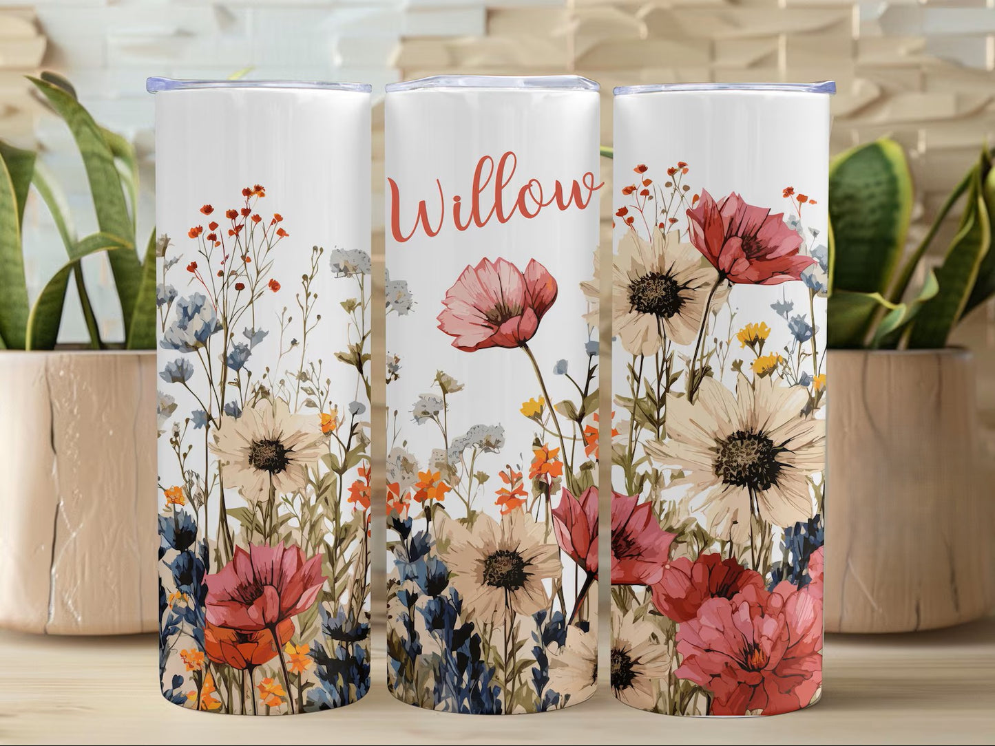 Wildflower Personalized Skinny Tumbler EM05