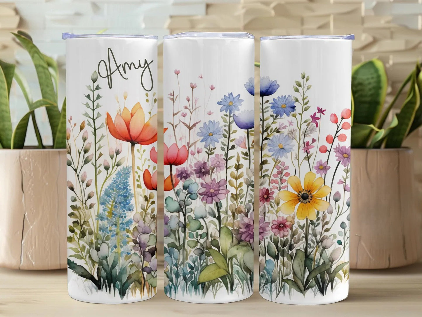 Wildflower Personalized Skinny Tumbler EM06