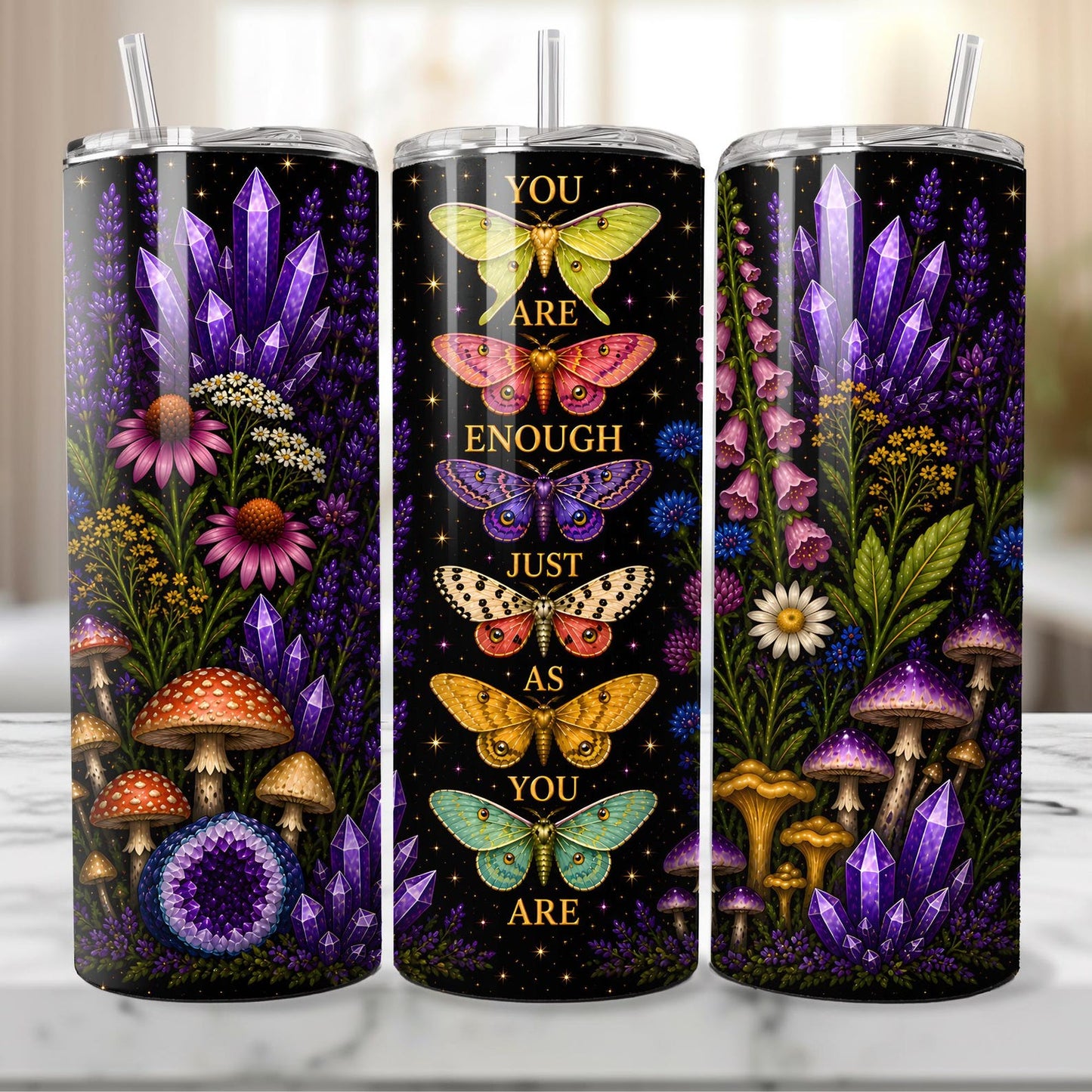 Butterfly Crystal Floral Skinny Tumbler EM08