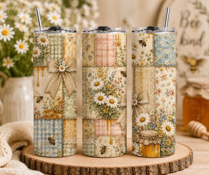 Patchwork Daisy Skinny Tumbler EM12