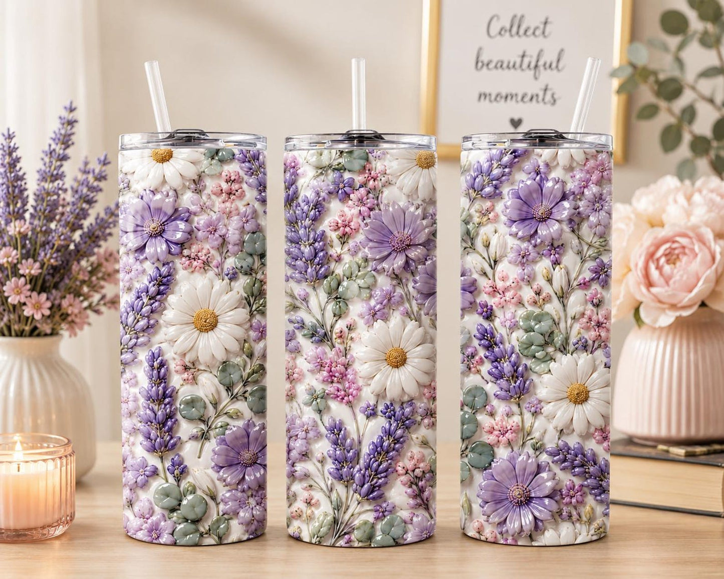Pastel Floral Skinny Tumbler EM13