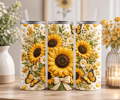 Sunflower Butterfly Skinny Tumbler EM14