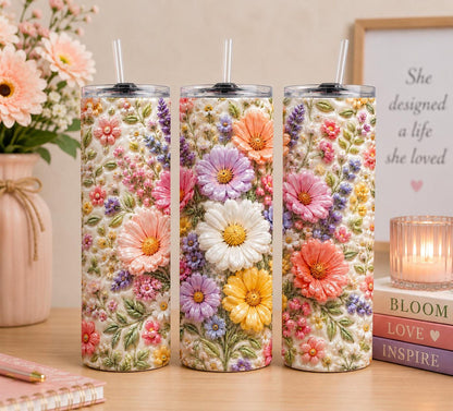 Puffy Floral Skinny Tumbler EM15