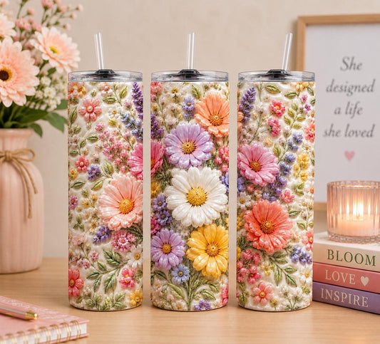 Puffy Floral Skinny Tumbler EM15