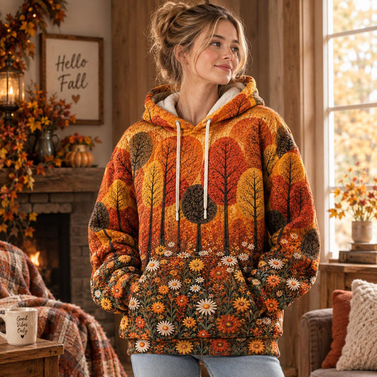 Autumn Forest & Floral Heavy Blend Hooded Sweatshirt LD04