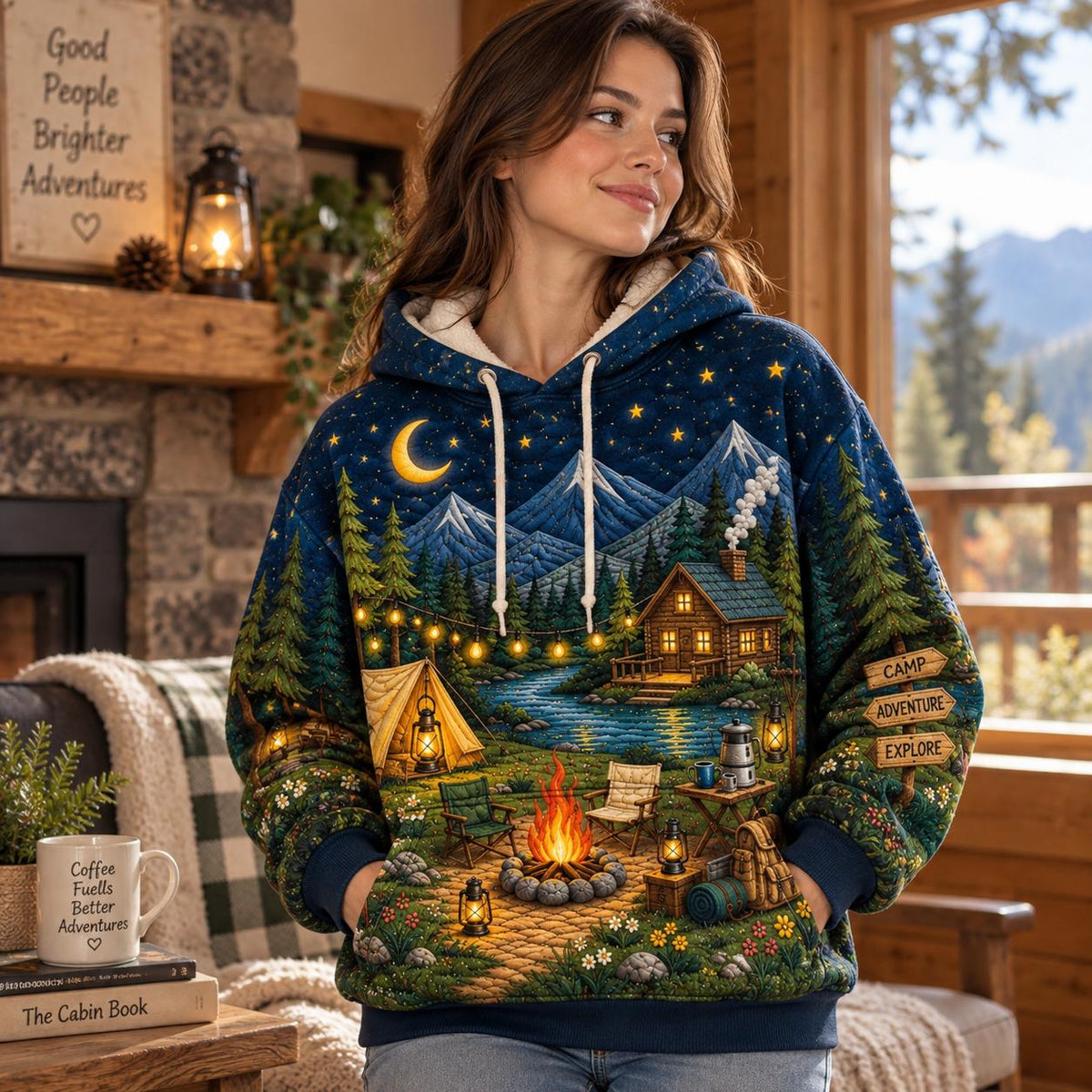 Cozy Camping Night Heavy Blend Hooded Sweatshirt LD07