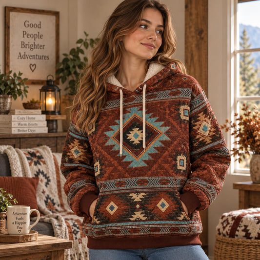Southwestern Vintage Pattern Heavy Blend Hooded Sweatshirt LD10