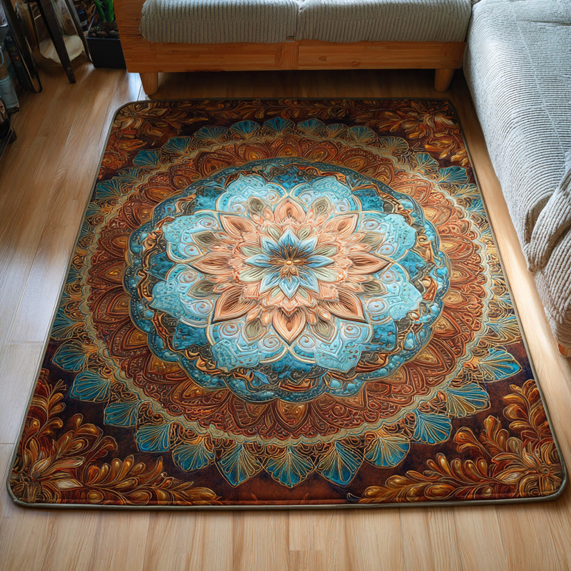 Boho Floral Medallion Area Rug LD12