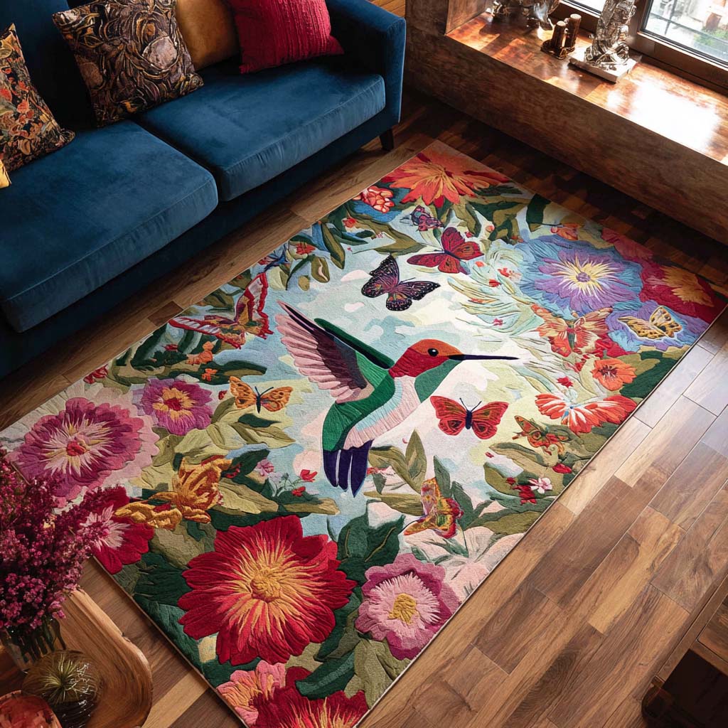 Colorful Hummingbird Area Rug LD18