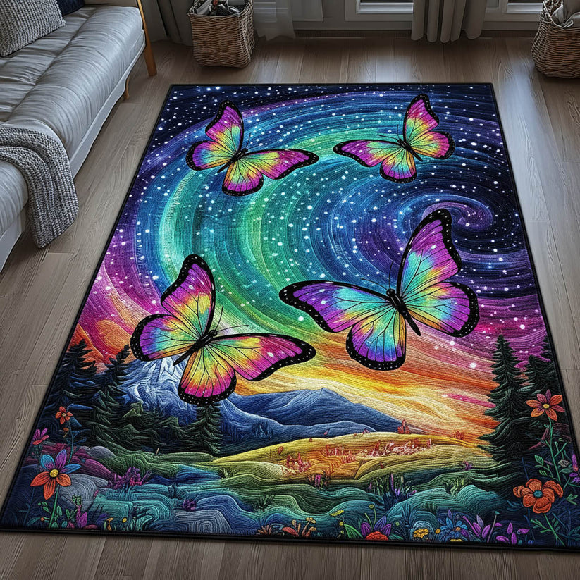 Colorful Butterfly Aurora Borealis Area Rug LD21