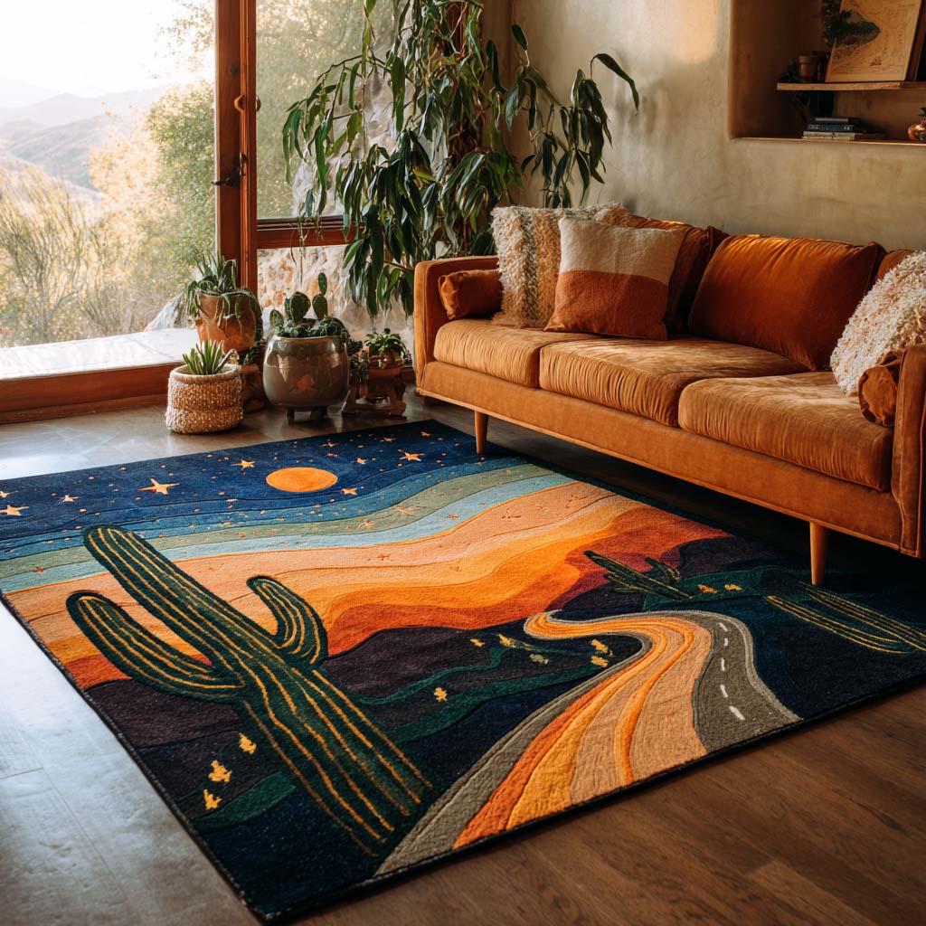 Desert Night & Cactus Area Rug LD23