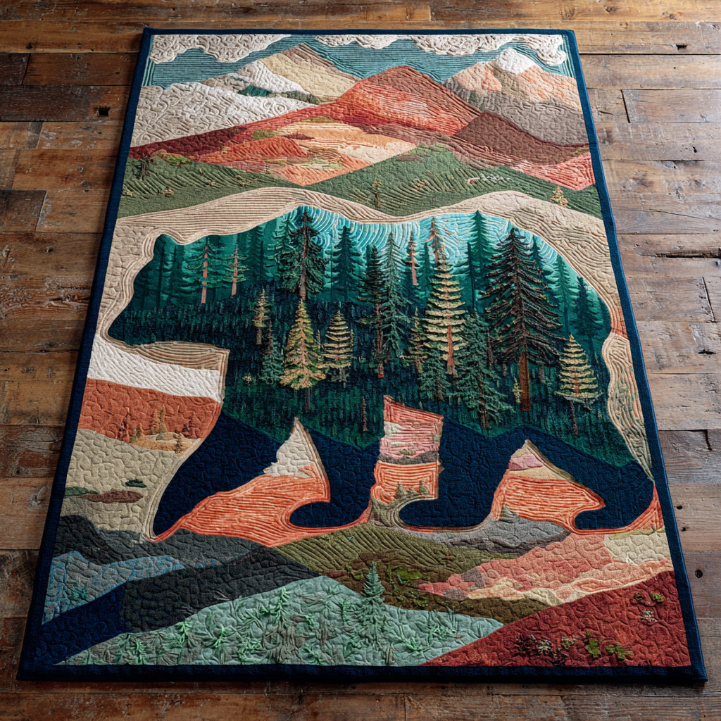 Woodland Bear Mountain Landscape Area Rug LD30