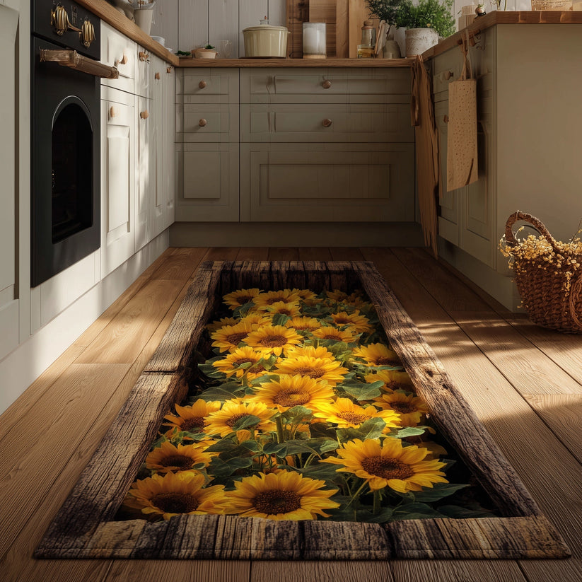 Rustic 3D Sunflower Runner Carpet LD11