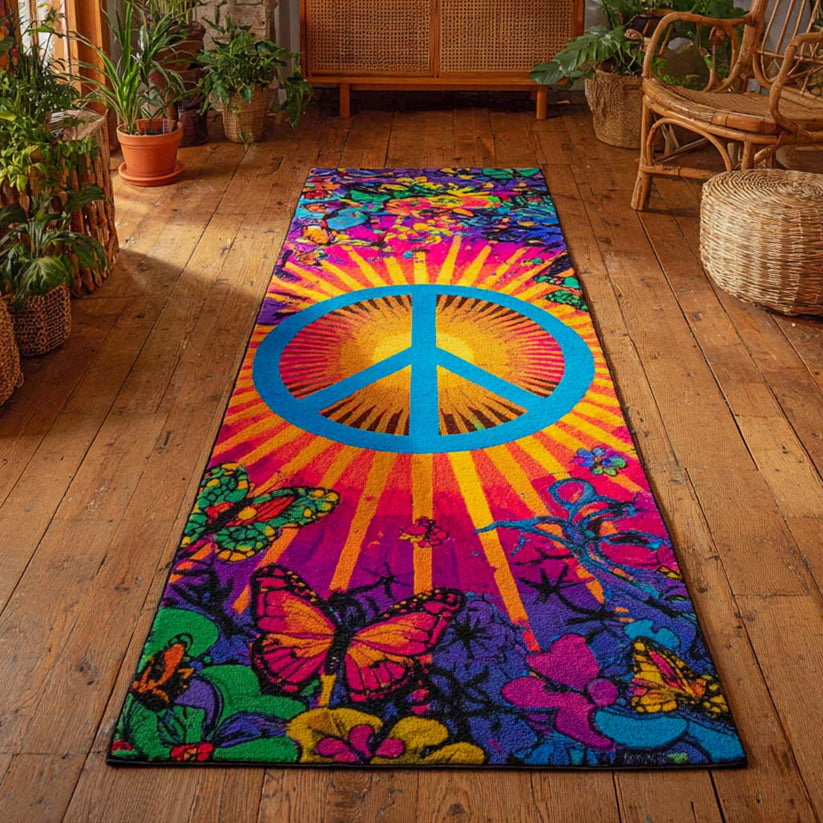Colorful Butterfly Peace Sign Runner Carpet LD20