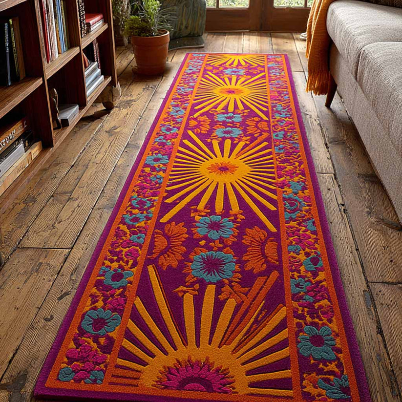 Boho Sunburst Wildflower Runner Carpet LD22