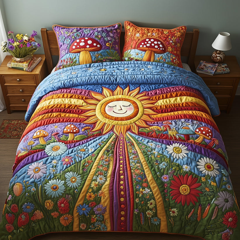 Groovy Sunburst Quilted Bedding Set LD08