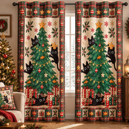 Christmas Black Cat Quilted Curtains LD165QLTCT
