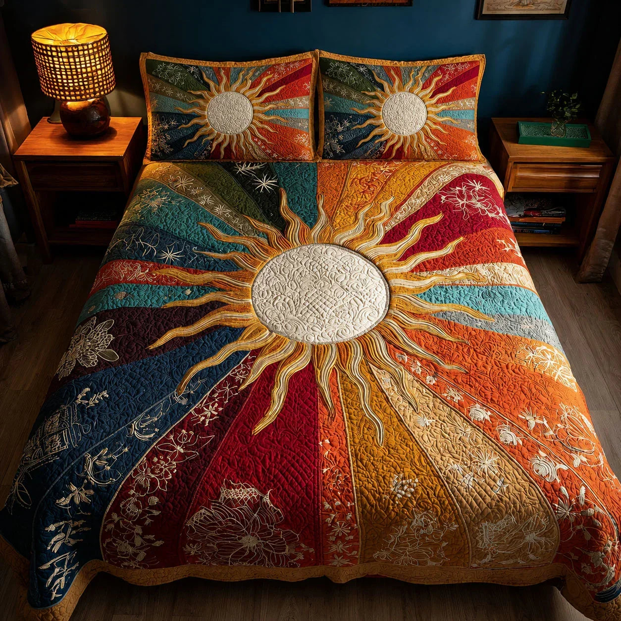 Daylight Bloom Sunburst Quilted Bedding Set LD19
