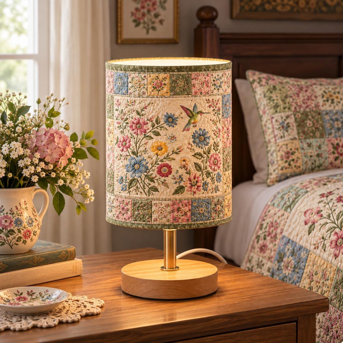 Vintage Floral Patchwork Fabric Lamp LD20FBLP