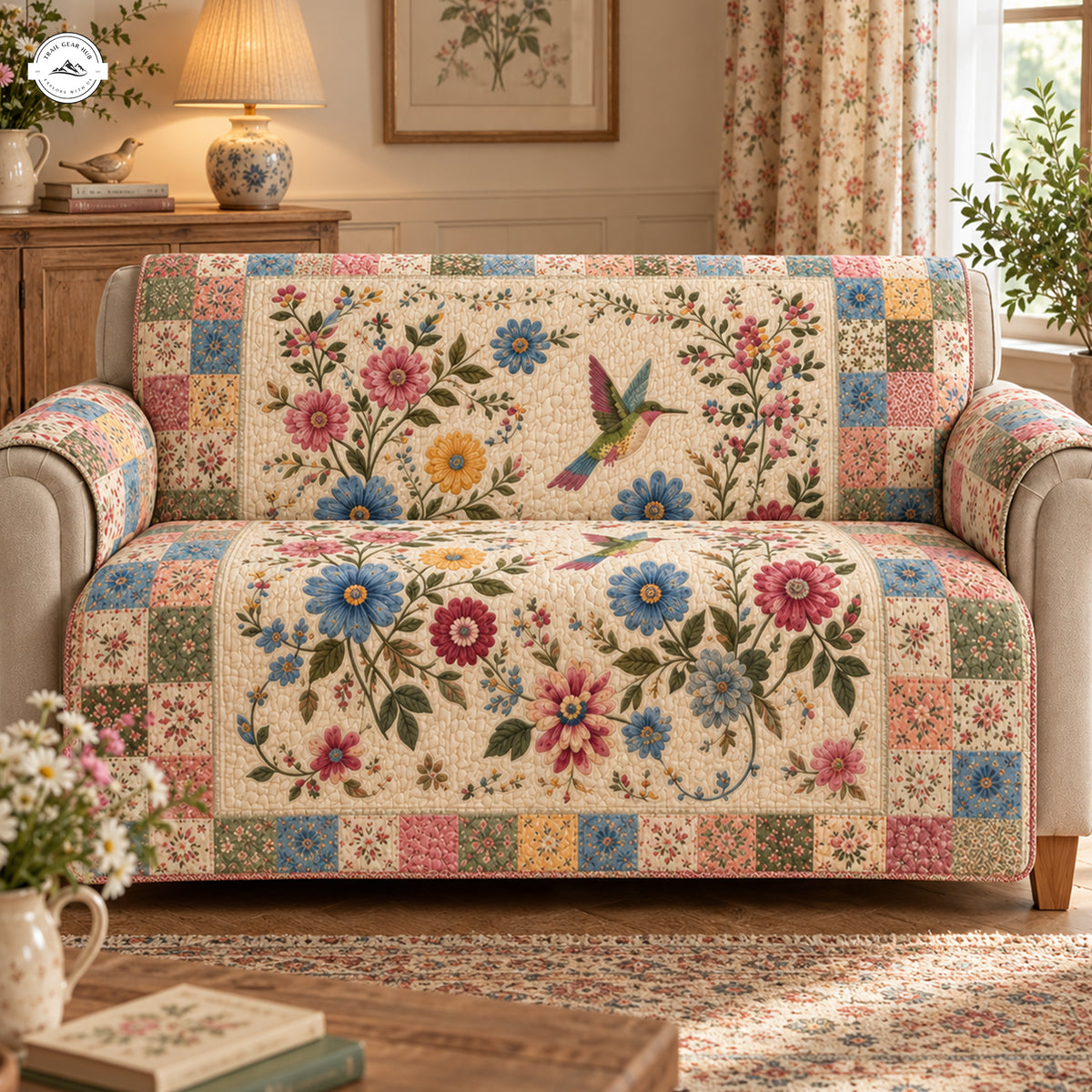 Vintage Floral Patchwork Quilted Seat Sofa LD20QLTSS
