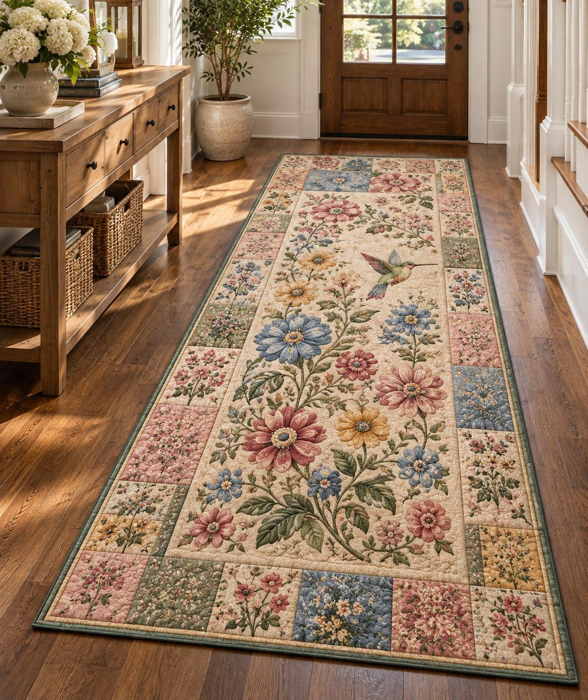 Vintage Floral Patchwork Plush Runner Rug LD20RUGHN117
