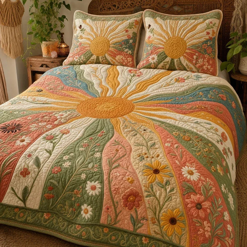 Sunny Botanical Bamboo Quilted Bedding Set LD21