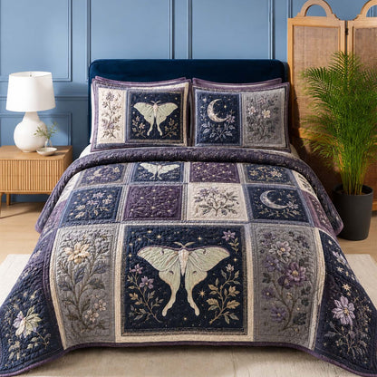 Celestial Luna Moth Quilted Bedding Set LD22