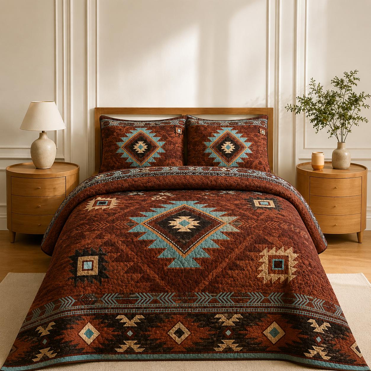 Rustic Western Tribal Quilted Bedding Set LD25