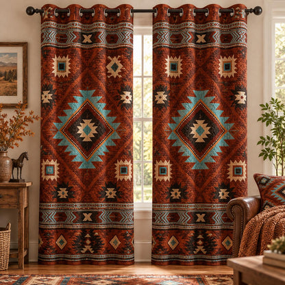 Rustic Western Tribal Quilted Curtains LD25QLTCT