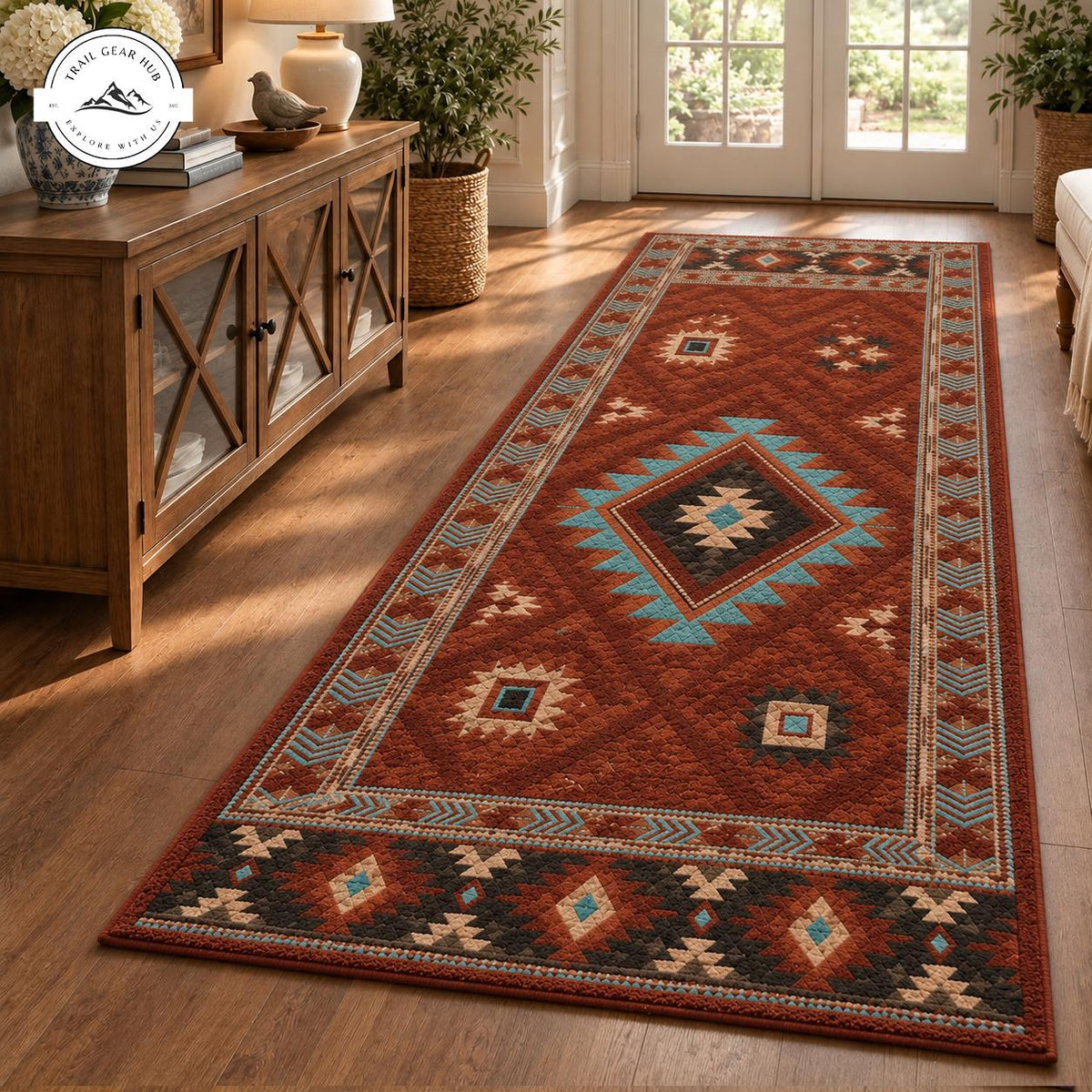 Rustic Western Tribal Plush Runner Rug LD25RUGHN117