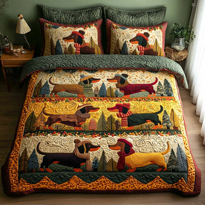Rustic Dachshund Quilted Bedding Set LD36