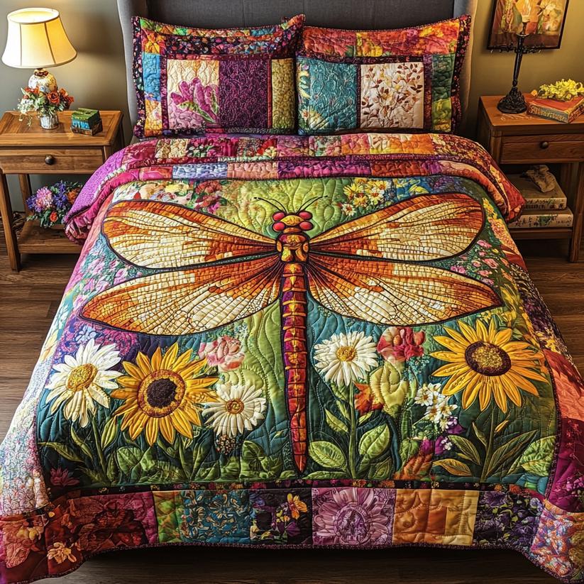 Dragonfly Garden Quilted Bedding Set LD42