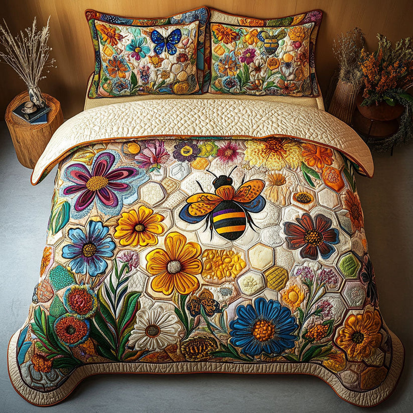 Honeybee Garden Quilted Bedding Set LD48