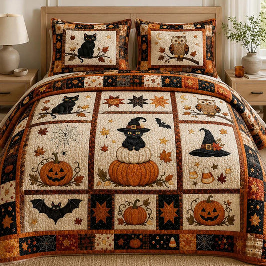 Cozy Spooky Season Halloween Quilted Bedding Set LD49