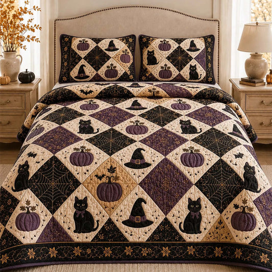 Vintage Spooky Halloween Quilted Bedding Set LD50