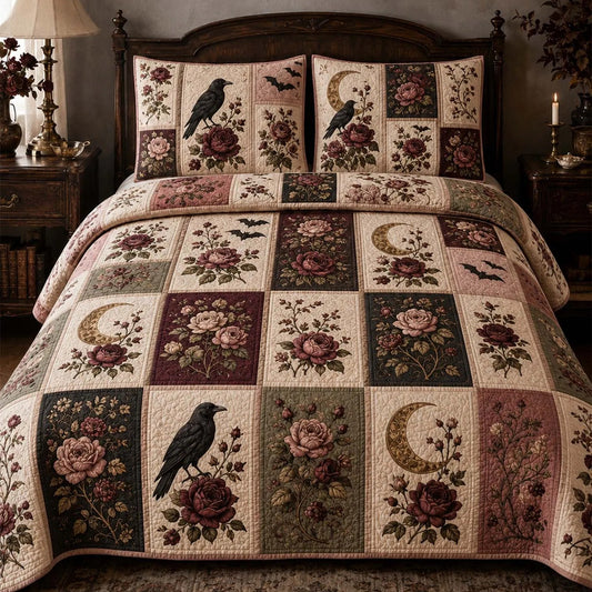 Gothic Raven Patchwork Quilted Bedding Set LD51