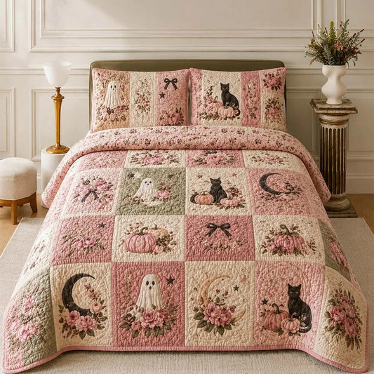 Pastel Spooky Season Quilted Bedding Set LD54