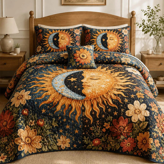 Celestial Sun and Moon Quilted Bedding Set LD61