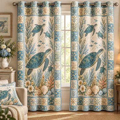 Vintage Sea Turtle Quilted Curtains LD64QLTCT