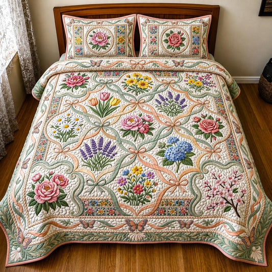 Garden Bloom Quilted Bedding Set LD82