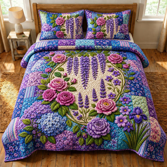 Vintage Garden Patchwork Quilted Bedding Set LD93