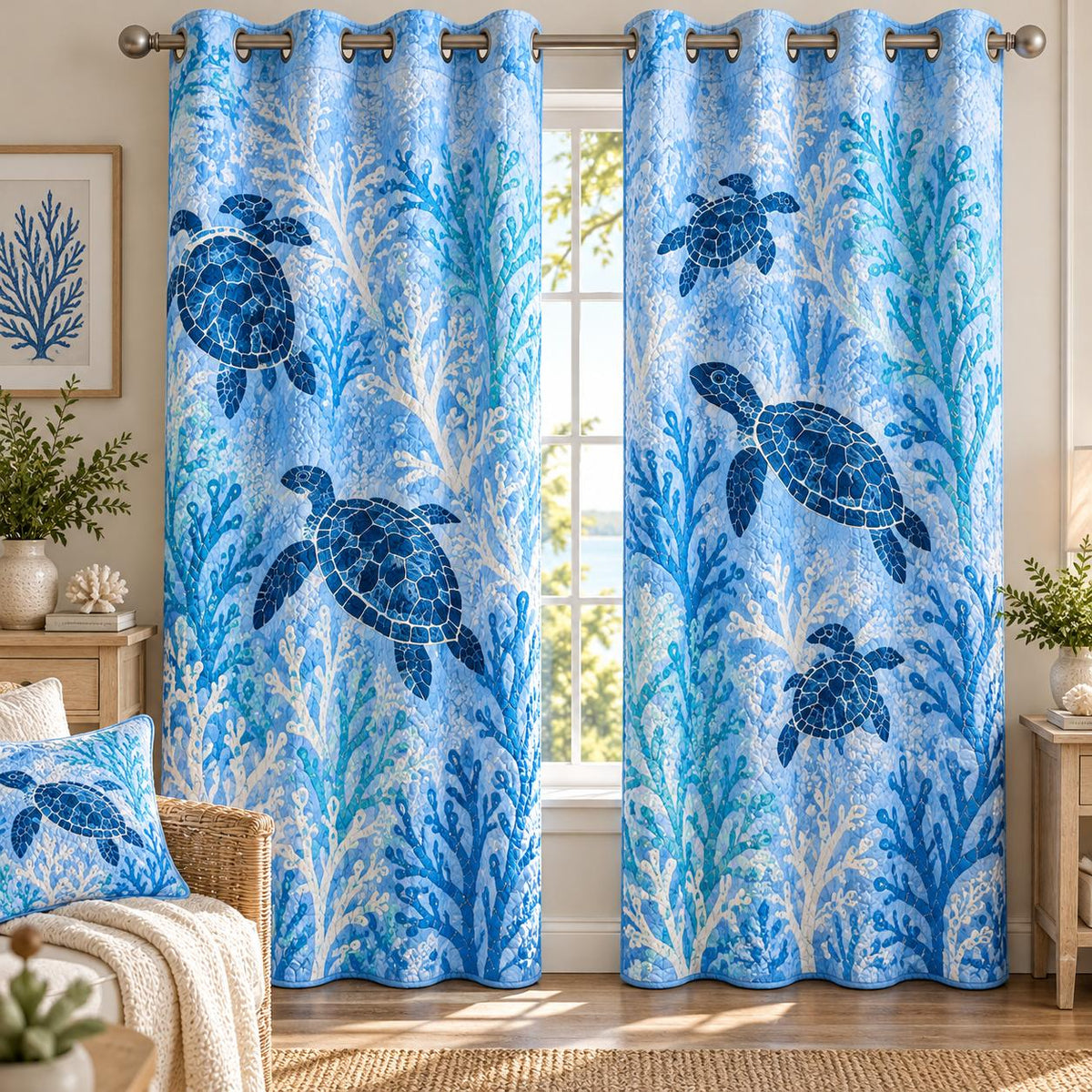 Ocean Sea Turtle Grommet Curtains LD97GRMCT