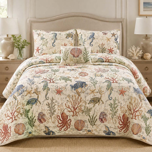 Coastal Ocean Life Quilted Bedding Set LD99