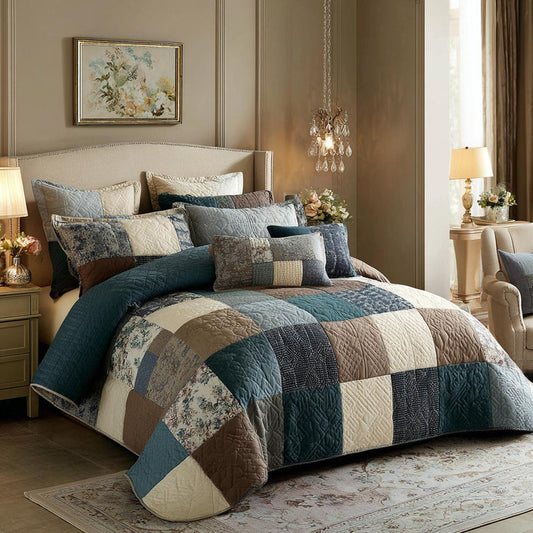 Traditional Country Style Patchwork Quilted Bedding Set LD104