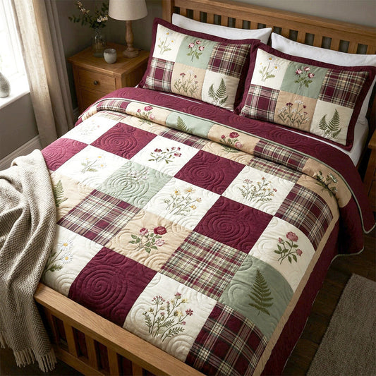 Country Berry Patchwork Quilted Bedding Set LD111