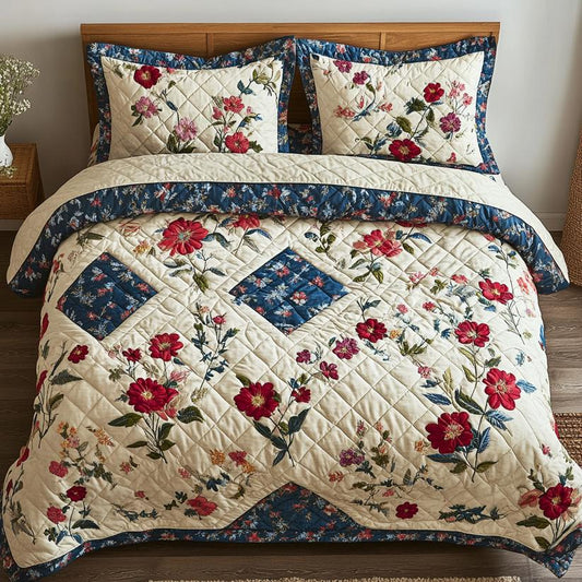 Botanical Floral Quilted Bedding Set LD112